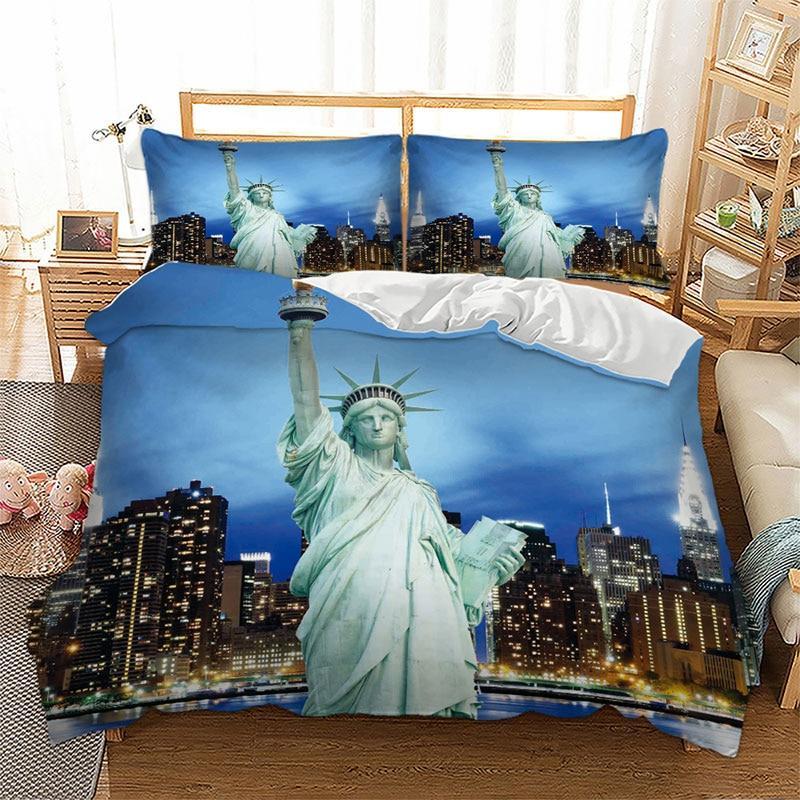Niebieska Poszwa Na Kołdrę W Stylu Vintage New York