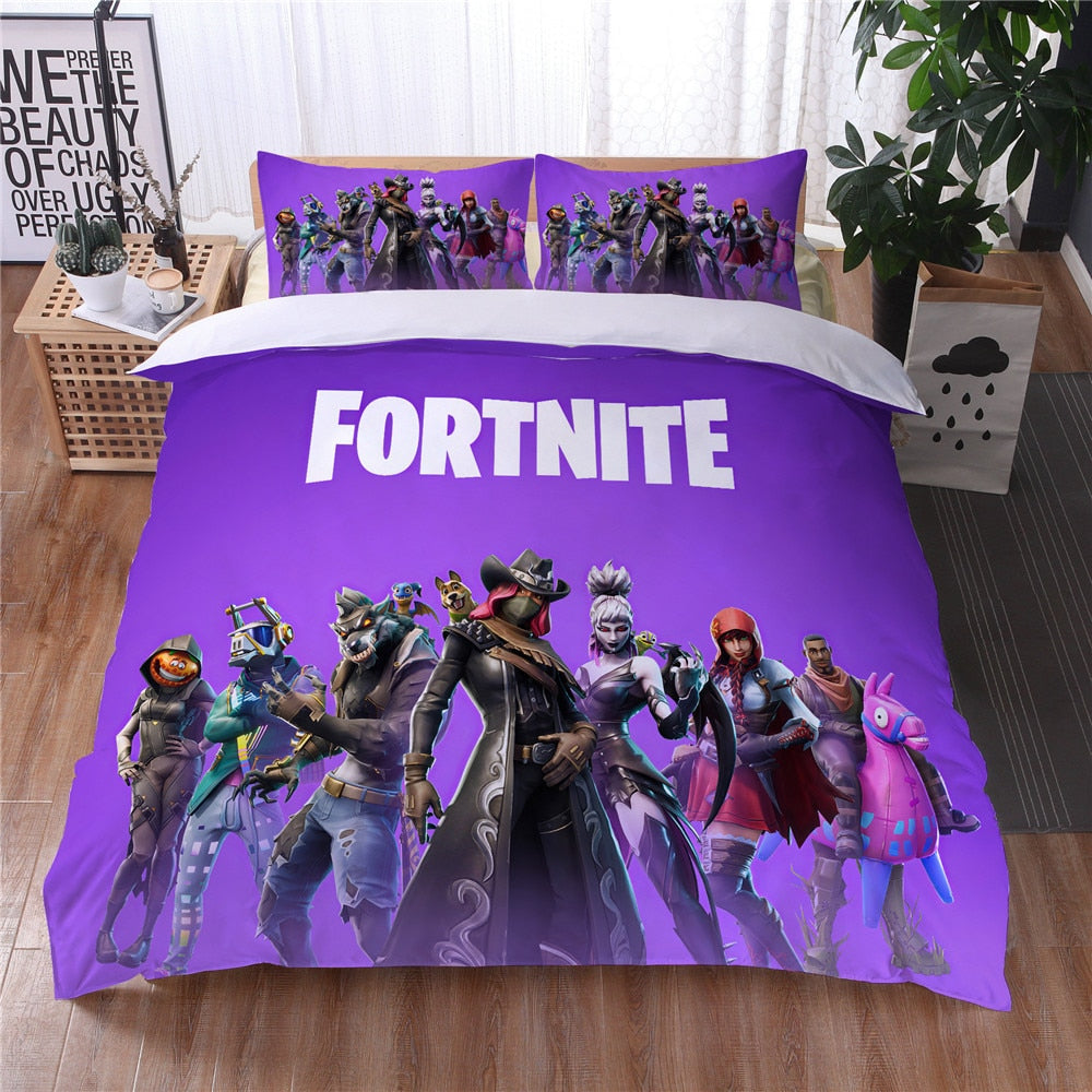 Fioletowa Poszwa Na Kołdrę Postacie Z Fortnite