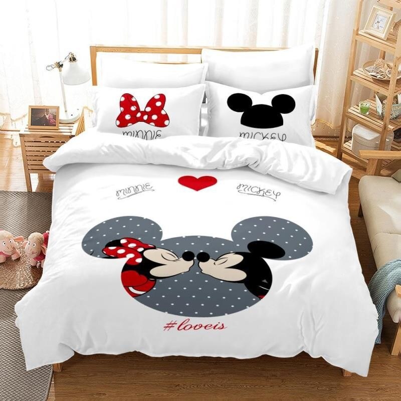 Biała Poszwa Na Kołdrę Mickey I Minnie Całują Się